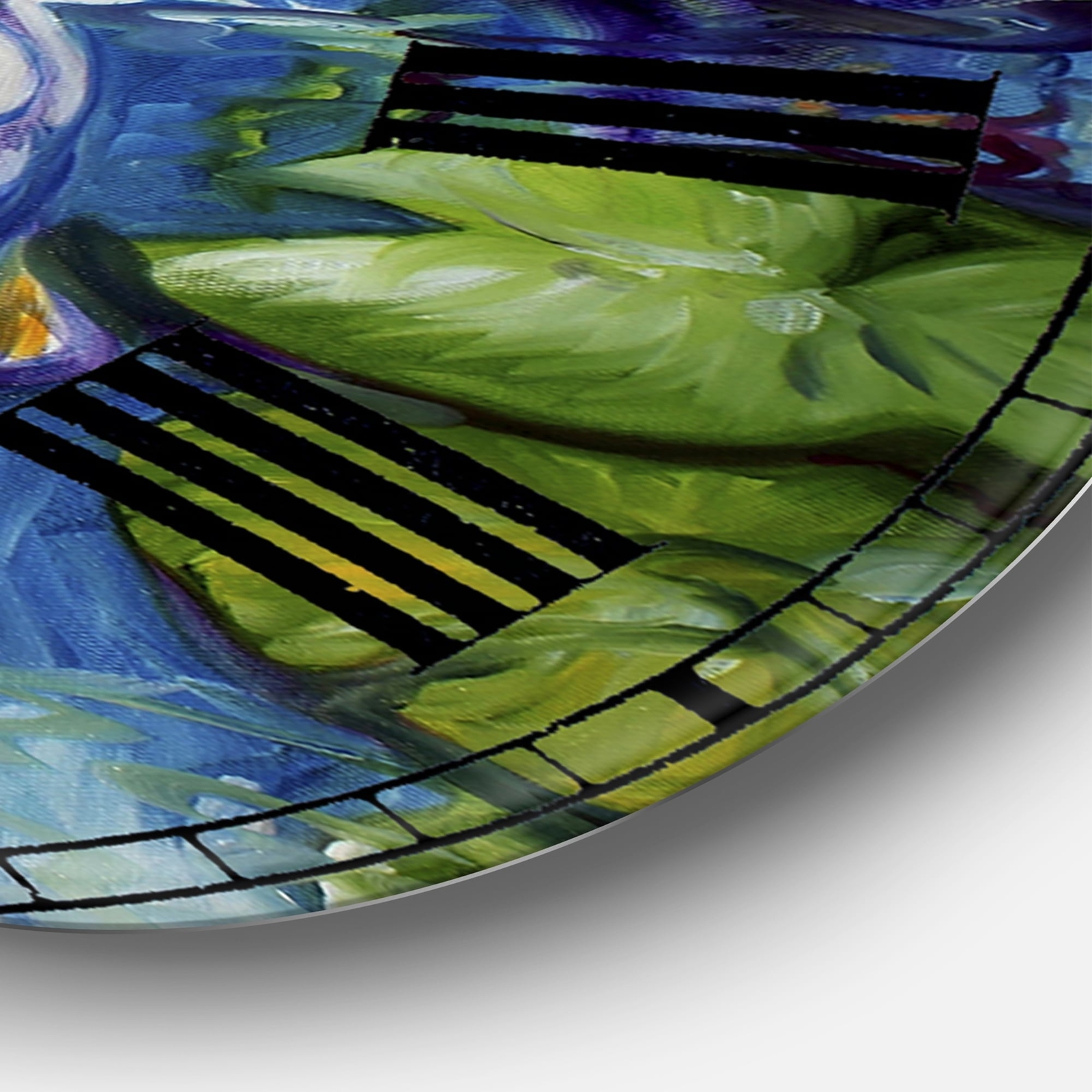 Designart 'Koi Koi And Lily' Large Nautical & Coastal Wall Blue 16 in. wide x 16