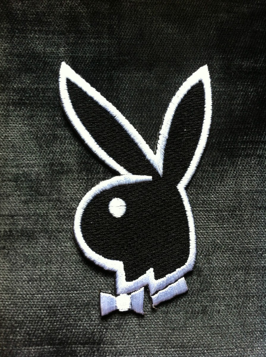 アイロンワッペン★PLAYBOY★黒 Lot 2 Pcs. Premium Playboy Bunny Embroidered Iron Patchs For T