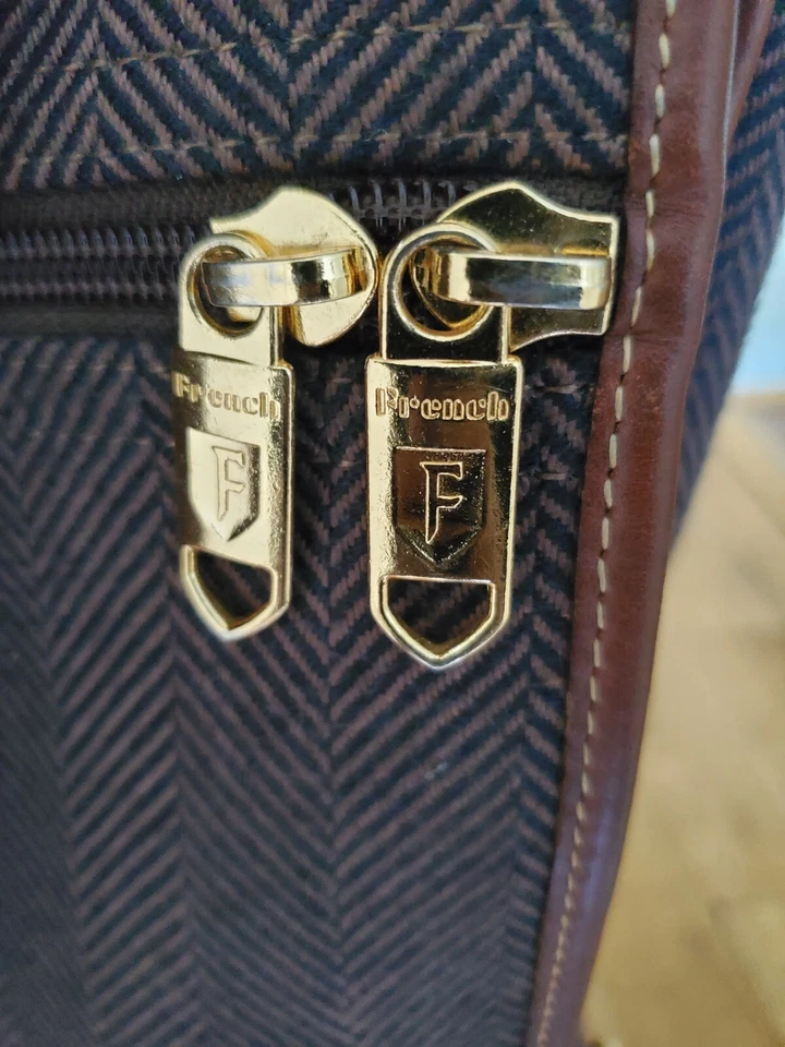 Винтажный французский багаж CO Deluxe одежды складной повесить сумка - коричневый елочка  - Изображение 4 из 4