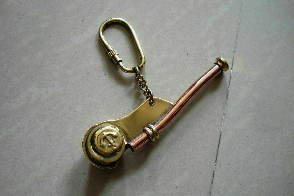 Lot of 20 Copper Brass Boatswain Pipe Key Chain~Nautical Marine Bosun Whistle