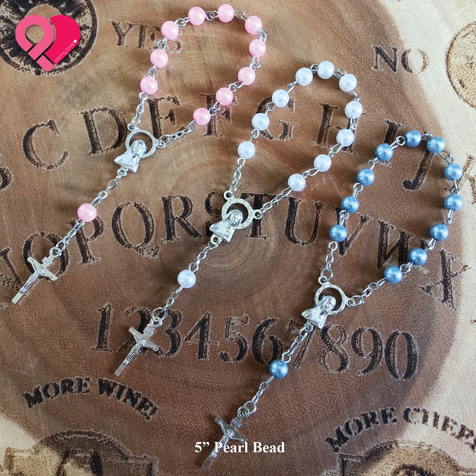 100 Wholesale Bulk Pearl Rosary Bracelet Baptism Wedding Party Favor Gold Silver - Image 3 of 4