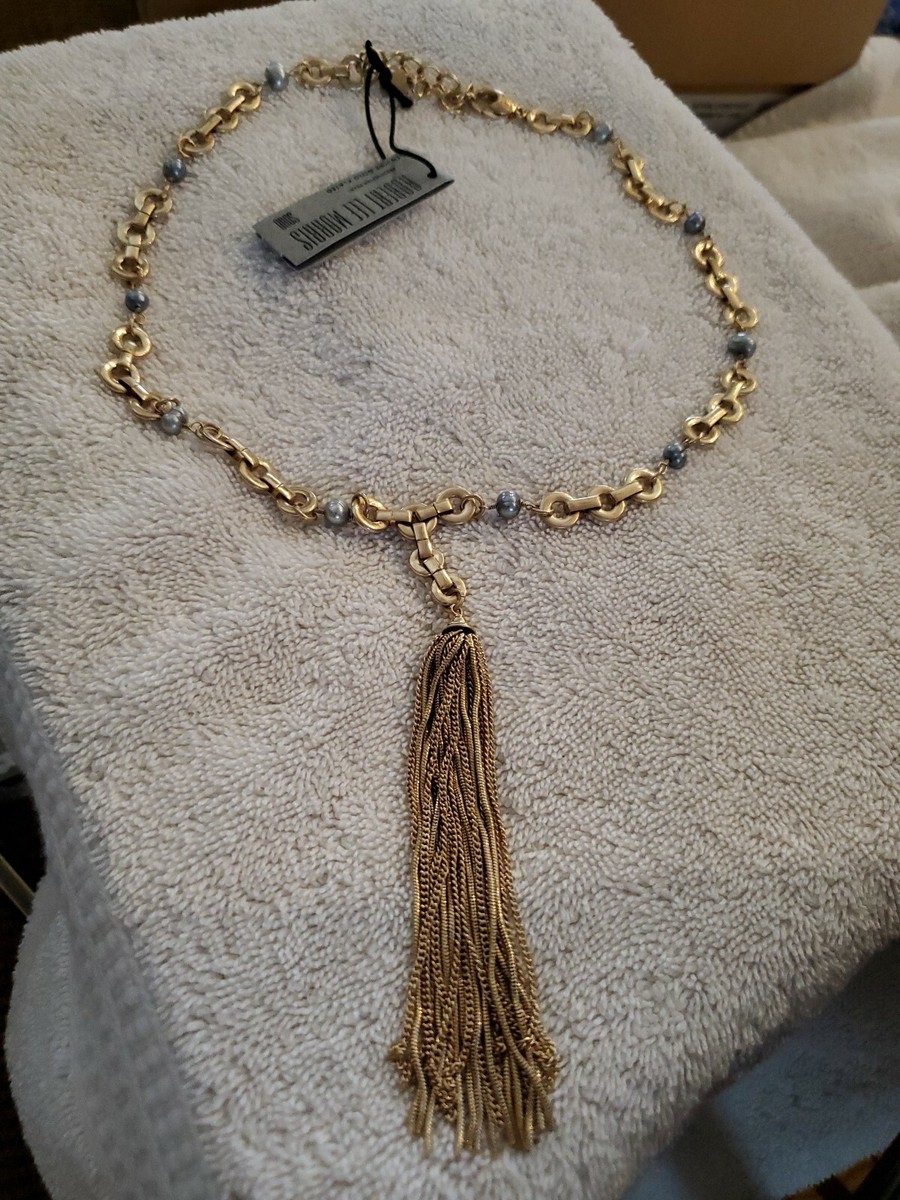 ★PEARLY MORE★ Letter from to line necklace 2 color Robert Lee Morris Soho Mixed Pearl & Link Tassel Y-Shaped