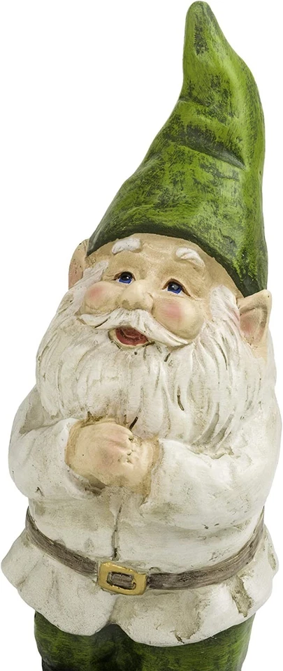 Gnome Statue Folding Hands Green Hat 12 in Tall - Image 4 of 4