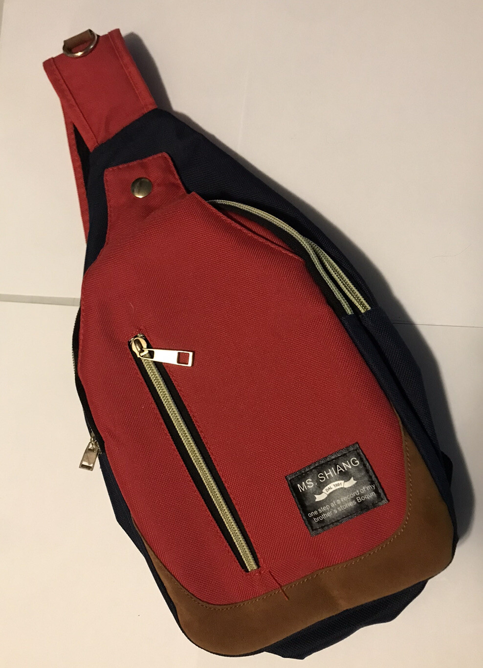 Ms. Shiang Backpack Over The Shoulder Bag Purse Red Blue Brown