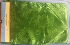 Thin Fabric Printed Table Runner 12" x 72", GREEN FLOWERS, FREE SHIPPING
