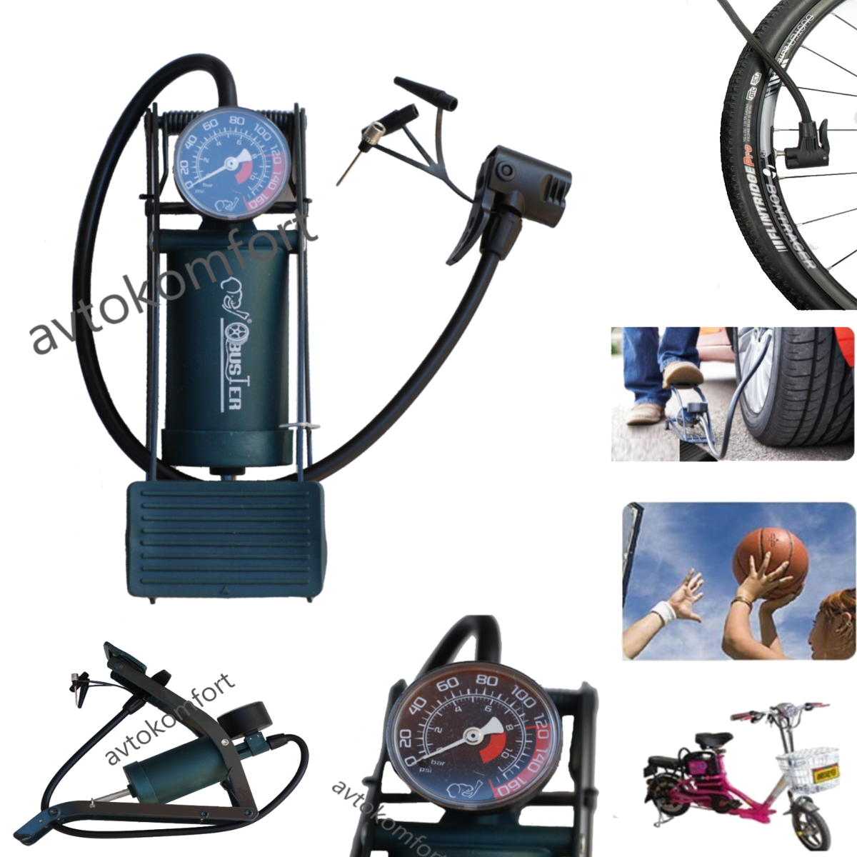 Single Barrel Cylinder Tyre Foot Pump Air Inflator Car Van Bicycle Bike  Product