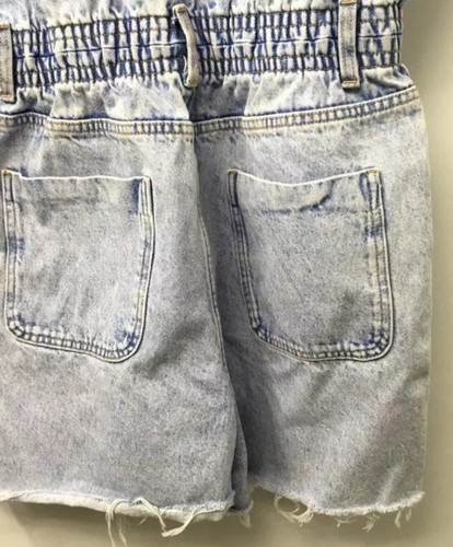 Zara Womens Blue Light Acid Wash Raw Hem Denim One-Piece Romper Size Large - Picture 20 of 23