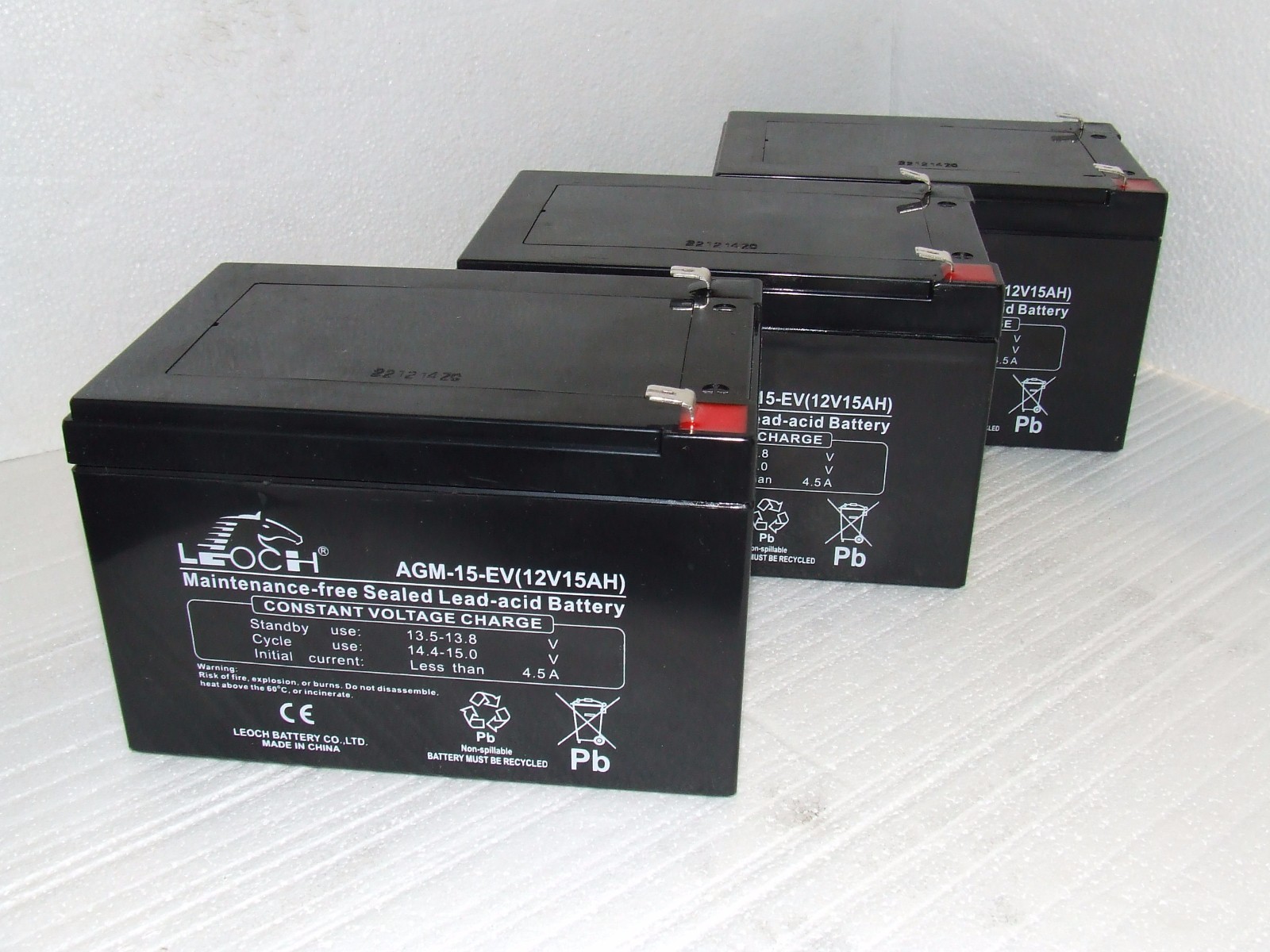 3 x LEOCH HEAVIER DUTY 12V 15ah Batteries for Powabyke & Sakura Electric Bikes 3 x LEOCH HEAVIER DUTY 12V 15ah Batteries for Powabyke & Sakura Electric Bikes
