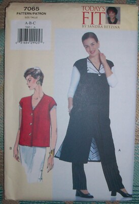 VOGUE BETZINA Vintage 1999 Today's Fit Pattern 7065 Long and Short Vest A-B-C