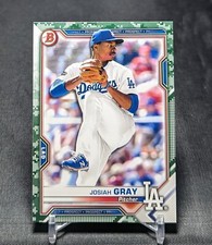 Josiah Gray Prospect Rookie Card 2021 Bowman CAMO Paper Parallel #BP-150 Dodgers. rookie card picture