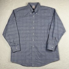 Vintage Brooks Brothers Madison Button Down Blue Glen Check 17.5-35 Oxford OCBD