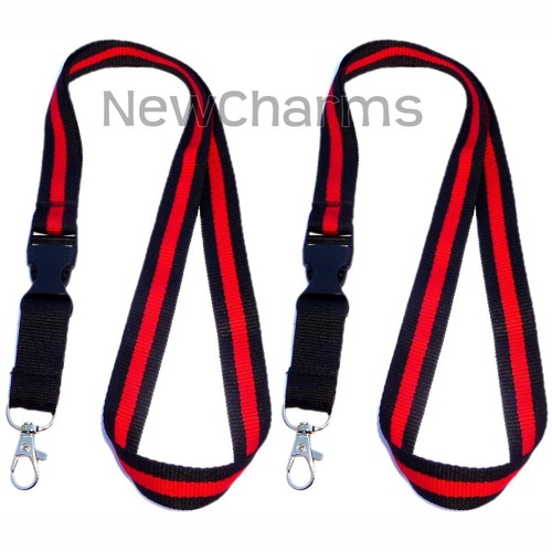 2 of Lanyards with Thin RED Line w/ Hook and Removable Clasp - Fire Fighter ID - Picture 2 of 5