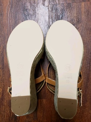 Matt Bernson Sz. 10 Bo Peep Brown Tan Espadrille Leather Wedge Sandals (NIB) - Picture 6 of 7