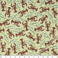 QUILTING TREASURES "SEASIDE" 24656-H LOBSTERS NAUTICAL FABRIC SELECT SIZE