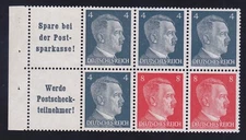 Germany 508a Mi H-Blatt 119 MNH 1941 "Hitler Head" Booklet Pane VF-XF
