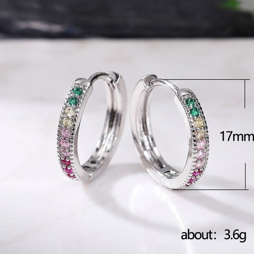 925 Silver Plated Huggie Hoop Earrings Multicolor Cubic Zirconia Women Jewellery - Picture 6 of 11