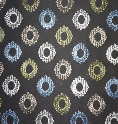 SOLEIL BLUE Aline Brown Blue Gold Mauve Embroidery India Remnant New