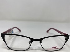 LULU Guinness Eyeglasses Frame LK007 BLK 46-15-125 Black/Purple Full Rim VS89