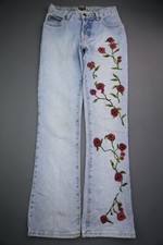 Vintage Women's XOXO Jeans Bootcut Floral Embellished USA Made Size 1/2 (26x31)