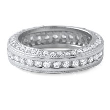 Sterling Silver Fancy Cubic Zirconia Eternity Ring Wedding Band