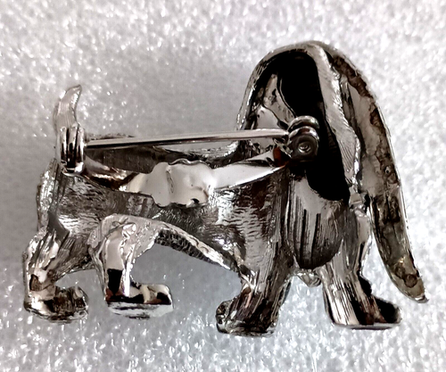 Vtg Silvertone Basset Hound Dog Brooch Jewelry Estate Pin 1980s Nice Piece - Imagen 3 de 3