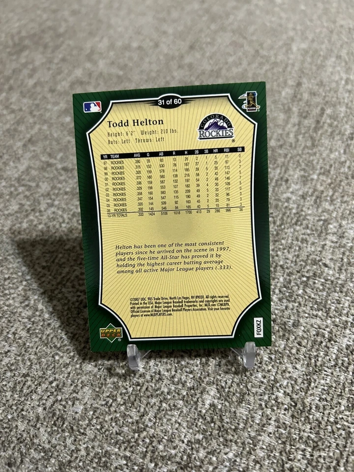 2007 Upper Deck Holiday Inn #31 of 60 Todd Helton - Image 2 of 2