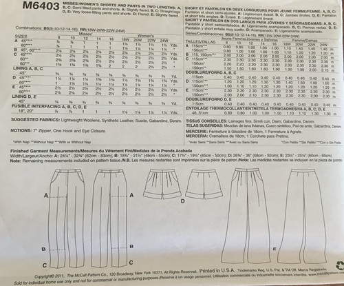 McCalls Sewing Patterns #5661. #5597. #6249. #6403 - Picture 10 of 10