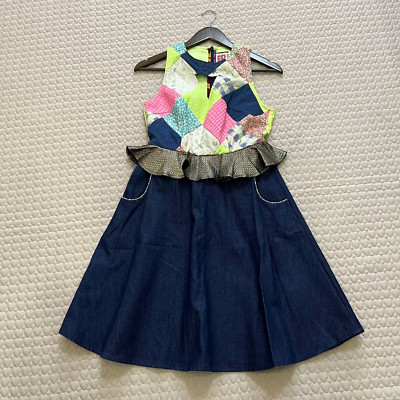 NWT Celia B Women's Denim Sleeveless Ruffle Dress Size S Knee length
