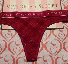 Victoria's Secret LOGO WAIST Thong RED Velvet Medium NWT