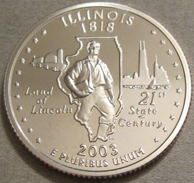 2003 S PROOF ILLINOIS STATE WASHINGTON QUARTER ** NICKEL CLAD