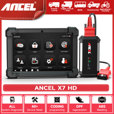 ANCEL X7HD Heavy Duty Truck All System Diagnostic Scanner DPF Regen ECU Coding