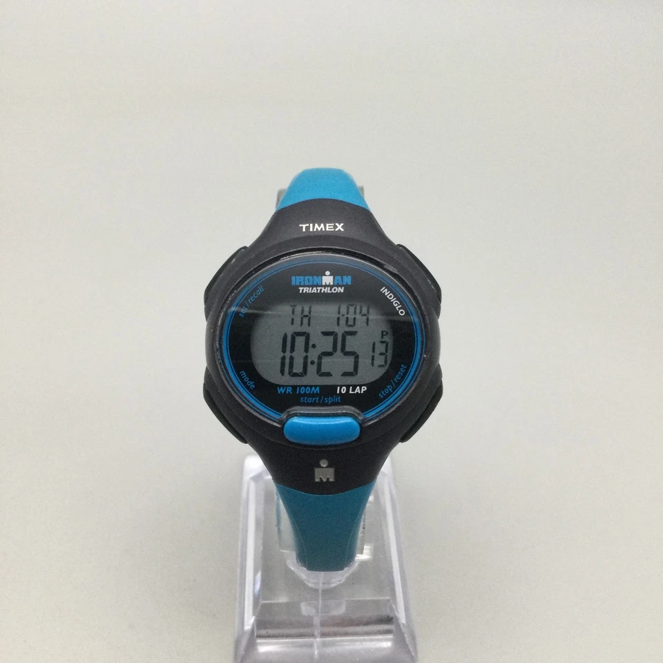 Reloj Timex Ironman Mujer T5K526 34mm Negro Azul Indiglo 10 Vueltas Batería Nueva Foto 2 de 4