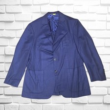 Canali Kei Blazer Sport Coat Jacket Mens 42R EU 52 Blue Wool Silk Italy EUC
