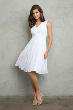 Clearance White Size M and L Simple Short A-Line Wedding Dress By Eva USA 3495
