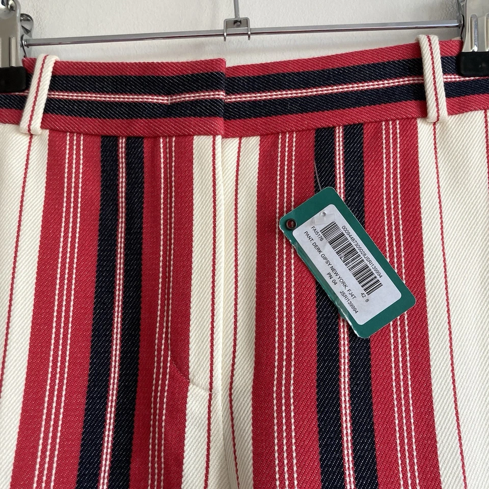 Pantaloni a righe Loro Piana Gipsy New York rossi bianchi taglia IT42 EU38... - Immagine 4 di 4