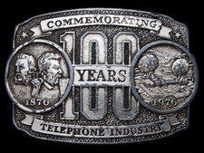 KK29134 VINTAGE 1976 COMMEMORATING 100 YEARS OF THE TELEPHONE INDUSTRY BUCKLE