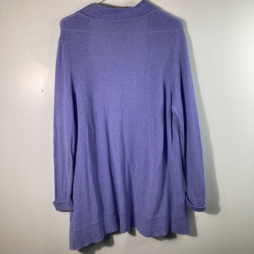 Womens Appleseeds Linen Blend Open Cardigan Blue 1X Linen Cotton Pockets - Picture 2 of 9