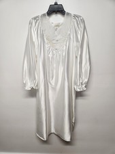 Vintage Cachet Women's Bridal Long Sleeve Satin Lace Midi Nightgown, Size Lg