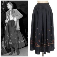 Vintage Ralph Lauren Collection Wool Midi Skirt Pheasant Pleated Runway 70s 80s
