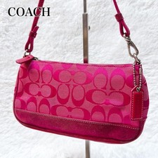 Vintage COACH 6094 Signature Demi Mini Pouch Shoulder Bag Handbag -Pink Canvas