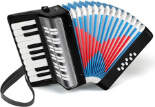 17 Key Piano Accordion, 8 Bass Kids Accordion, Celluloid Body, Metal Cover Accor