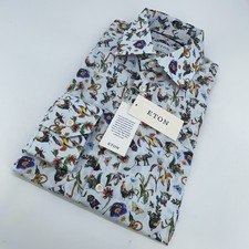 Eton Dress Shirt Mens M 15 1/2 - 39 Nature Animal Print Poplin Slim Fit Business