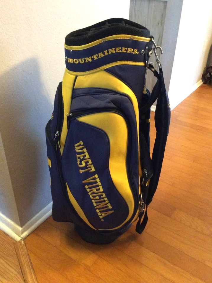 Bolsa de golf West Virginia Mountaineers azul totalmente bordada con dos toallas Foto 3 de 4