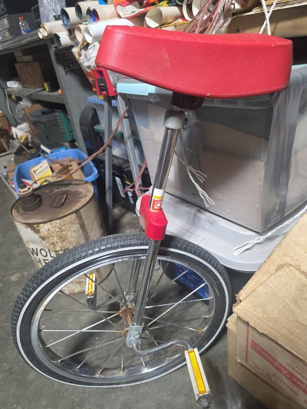 Vintage Hedstrom Unicycle, Troxel seat 16" hard wheel w/ training Pole 🇺🇸 RETA
