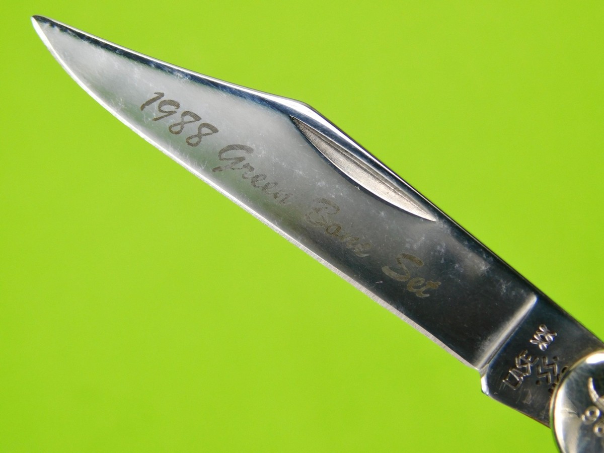 1988 Case XX G62087 PEN 2 Blade Stockman Green Bone Set Limited