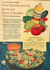 Mazola Corn Oil Print Ad 100% Pure Golden Basic French Dressing Recipe