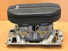 Edelbrock Dual Quad Air Gap Intake With Performer Carbs And Air Cleaner Sbc 350