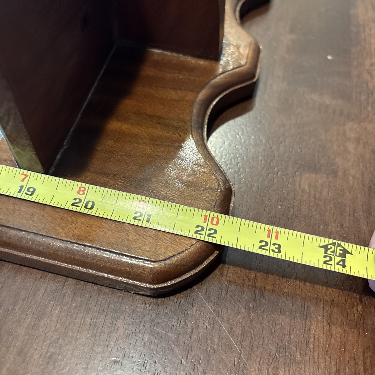 Vintage Wooden Wall Mirror w Shelf 22” Mid Century Modern Cottage