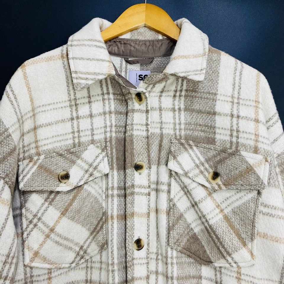 SO товары для жизни женщин толщиной фланели Shacket большой желтовато-коричневый на пуговицах длинным рукавом - Изображение 2 из 4