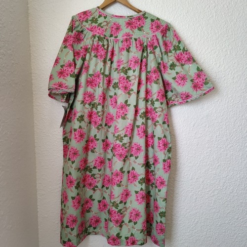 Vintage Crowntuft House Vestito Camicia da Notte Donna XXL Natale Floreale Snap Nuovo con etichette Verde - Foto 7 di 16